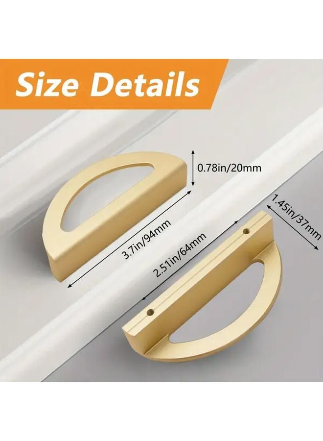 4 PCS Brushed Golden Half Moon Drawer Handles Modern Space Saving Aluminum Pulls - Image 3